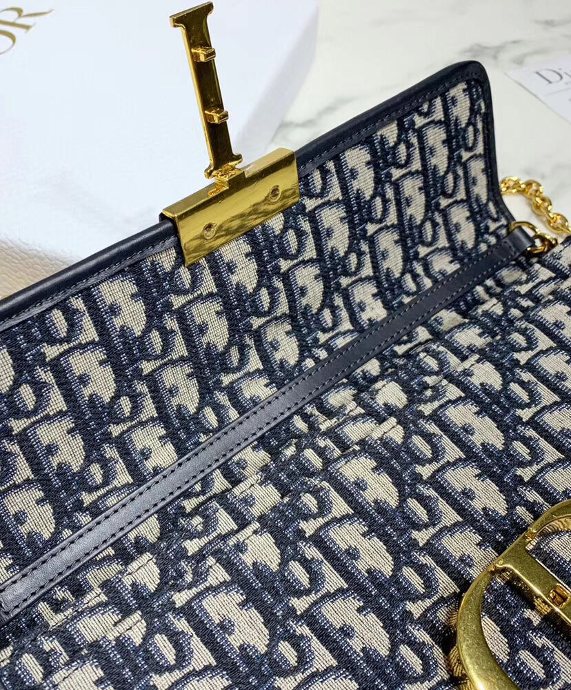 Christian Dior 30 Montaigne Jacquard Canvas Clutch Bag Dark Blue